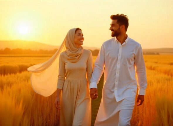 um casal no campo